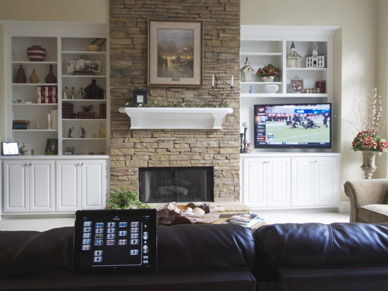Living Room Media With Ipad Remote Atlanta A New House And Requested That All Flat Screens Be Hung On The Wall Wires Hidden Streaming Movieusic An Easy To Use Remote Using Their